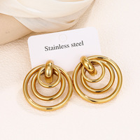 Boucles d'oreilles en acier inoxydable plaqué or 18 carats, forme U froissée vintage, design irrégulier, bijoux polyvalents tendance pour femmes, cadeaux