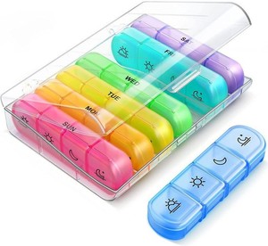 Nbbluesky xách tay 7 Ngày 28 khoang hộp thuốc màu đen hộp đựng thuốc hàng tuần Hộp Đựng Thuốc Du Lịch dung tích lớn - Product Image 2