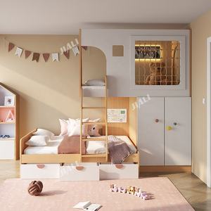 Muebles de Dormitorio para Niñas Estilo Princesa, Cama Alta de Madera Maciza con Tobogán y Piscina de Pelotas para Niños y Adultos - Product Image 3