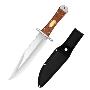 Cuchillo utilitario DIY de punta recta para camping, hoja de acero inoxidable, mango de madera, 20 cm, 4 mm de grosor, OEM personalizable - Product Image 1