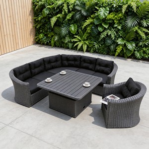 Ensemble <span class=keywords><strong>de</strong></span> <span class=keywords><strong>salon</strong></span> <span class=keywords><strong>de</strong></span> <span class=keywords><strong>jardin</strong></span> moderne et simple en rotin tressé avec chaise longue et table à manger réglable en hauteur - Product Image 1