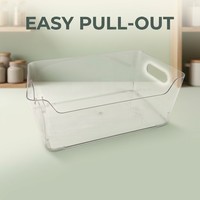 Boîte de rangement pour réfrigérateur en plastique transparent sans BPA, poignée transparente, facile à retirer, design facile à nettoyer, OEM