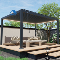 Pergola bioclimatique motorisée intelligente en aluminium, résistante à la pluie, pour espaces extérieurs, avec toit à lames orientables