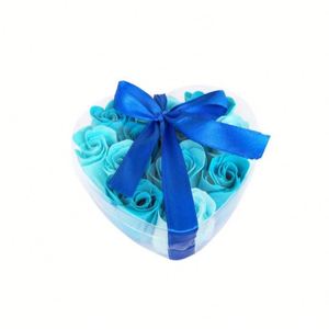 Juego de Regalo de Jabones en Forma de Corazón, 9 Jabones de Rosa en Caja de Plástico, Ligeros, 84mm, Espuma Delicada - Product Image 4