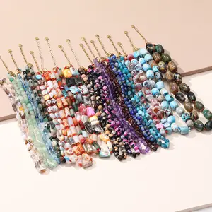 Collana di agata irregolare con perline fatte a mano fai-da-te collana di perline colorate in pietra naturale con catena di clavicola di moda per l'amicizia delle donne