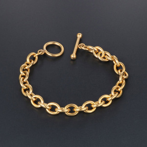 Pulsera de Acero de Titanio para Hombre, Diseño de Cadena Dorada, Accesorio de Moda CE475 - Product Image 1