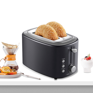 クラシック2スライス自動ポップアップ朝食パンメーカーブラックプラスチックステンレス鋼サンドイッチトースター - Product Image 2