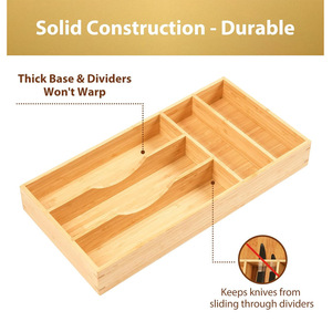 Bamboo Cutlery <b>Storage</b> <b>Box</b> Rectangular Drawer Organizer Eco-Friendly <b>Kitchen</b> Utensil Tray 35L Capacity - Product Image 2
