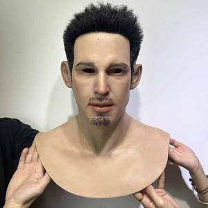 Máscara Facial Masculina Realista de Silicona con Cabello |   Máscara <span class=keywords><strong>Completa</strong></span> para Disfraces, Cosplay y Fiestas - Product Image 6