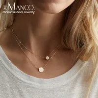 EManco - Juego de Collares con Colgantes de Discos Minimalistas y Elegantes, de Acero Inoxidable, Color Dorado, Joyería para Mujer, Regalo para el Fin de Semana o el Brunch