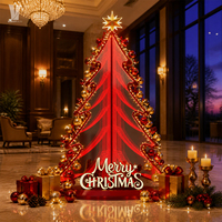 Enseigne de Noël personnalisée en forme d'arbre à LED avec effet miroir infini, couleurs changeantes, illusion 3D, éclairage de Noël, vitrine, photomaton, hall d'hôtel
