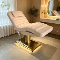 Table de massage électrique de luxe moderne en métal pour salon de beauté, hôpital, extension de cils et soins du visage