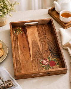Premium Quality Wooden Serving <b>Tray</b> For Home Kitchen Dining <b>Table</b> Breakfast Serving Tea Coffee For Hotels Available For Sale - Product Image 4