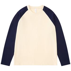 245gsm Wholesale Cotton Tee Unisex Raglan <b>Long</b> <b>Sleeve</b> Loose Fit Custom Logo for Men Women - Product Image 1