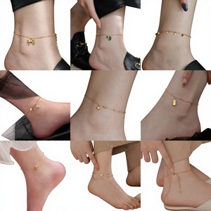 Gioielli di moda in oro placcato in acciaio inox amore lettere ciondolo a forma di sfera di serpente catene a cavigliere per le donne - Product Image 1