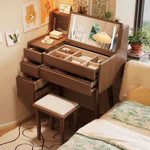 Table à langer spacieuse <span class=keywords><strong>avec</strong></span> plusieurs tiroirs, <span class=keywords><strong>coiffeuse</strong></span> <span class=keywords><strong>avec</strong></span> <span class=keywords><strong>miroir</strong></span> et lumière, meubles de chambre à coucher <span class=keywords><strong>avec</strong></span> tabouret pour un usage domestique - Product Image 1