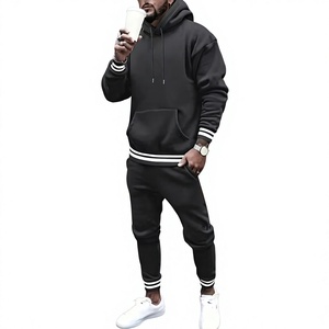 Men's Solid Color Blocking Digital Printed Breathable 340g Hooded Hoodie Jogger Set Casual Winter Wear Knitted Polyester - Product Image 1