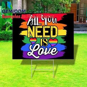 Letreros de Jardín de Plástico Corrugado de Alta Calidad 18x24, Personalizables, de Doble Cara, con Estaca Metálica, Material PP - Product Image 1
