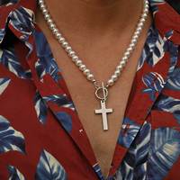 Collier unisexe tendance hip-hop 2025 en acier inoxydable avec zircon, pendentif croix hypoallergénique argenté et doré, accessoire de mode