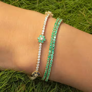 <span class=keywords><strong>Bracciale</strong></span> Mini Quadrato di Alta Qualità <span class=keywords><strong>con</strong></span> <span class=keywords><strong>Fiore</strong></span> in Turchese <span class=keywords><strong>Rosa</strong></span> Viola e Zirconi CZ Placcato Oro Catena Tennis Gioielli Pastello - Product Image 2