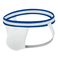 Jockstrap de sport pour homme avec ceinture de 3,2 cm |   Ceinture confortable en coton et élasthanne, pochette en nylon tissé maillé |   Sous-vêtements pour hommes pour la gym et l'entraînement