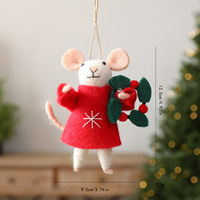 Ornements de Noël en feutre en forme de souris, décorations suspendues mignonnes en feutre pour sapin de Noël et couronne, animaux de la forêt