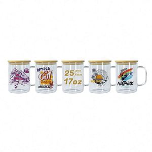 Vasos de Cerveza Reutilizables de 17 oz con Asa y Tapa de Bambú, Libres de BPA, Aptos para Sublimación, Envío Rápido en EE. UU., Reutilizables y a Prueba de Fugas - Product Image 1