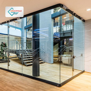 Puerta Plegable de Vidrio Corrediza de Aluminio sin Marco con Vidrio Simple, Operable para Sala de Reuniones de Oficina, para Hospital, Escuela - Product Image 4