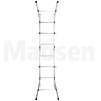 Échelle d'extension multi-positions 4x3 marches en aluminium durable avec pieds évasés, capacité 150 kg, conforme EN, pour supermarché, escalier, salle de sport