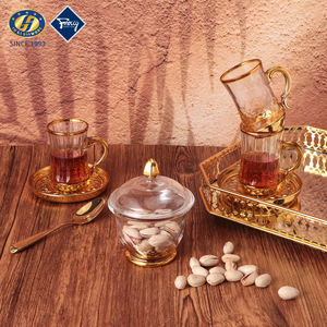 Set da 13 Pezzi JH Glass <span class=keywords><strong>Serie</strong></span> Grande per Tè Turco, Fatto a Mano con 1 Teiera + 6 Piattini + 6 Tazze da 100ML, Confezione Regalo - Product Image 3