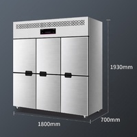 Équipement de cuisine commerciale, réfrigérateur-congélateur en acier inoxydable à double température, 4 portes, pour hôtels et restaurants