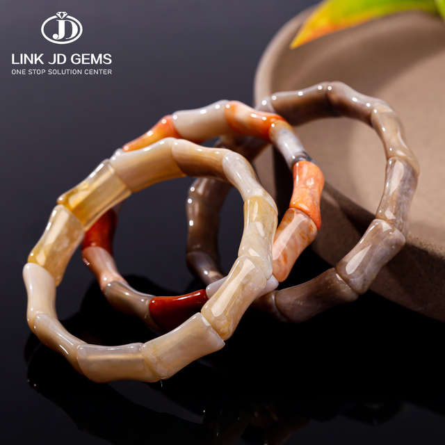 JD GEMS Hot Sale Natural Coral Jade Bamboo Bangle Comfortable to Wear Premium Quality Unisex Classic Gift DIY Jewelry