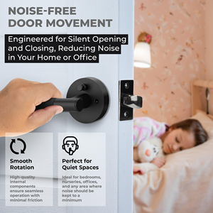 Privacy deurklinken, modieus geknurld matzwart slaapkamerdeur slotset, zinklegering, heavy-duty geknurld hendel, verborgen deurslot - Product Image 4