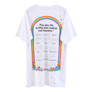แฮปปี้ฮัทเสื้อยืดผู้หญิงไซส์ใหญ่สีขาวแขนสั้นพิมพ์ลายหมึกสาด 2019 ดีไซน์ปฏิทิน N6659 - Product Image 2