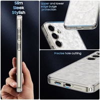 Coque de téléphone antichoc 2-en-1 transparente et magnétique avec motif diamant de luxe en relief pour S24 Plus 2025