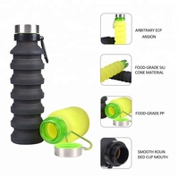 Bouteille d'eau pliable en silicone de qualité alimentaire sans BPA de 550 ml avec logo personnalisé, vente en gros d'usine, bouteilles d'eau de sport pliables