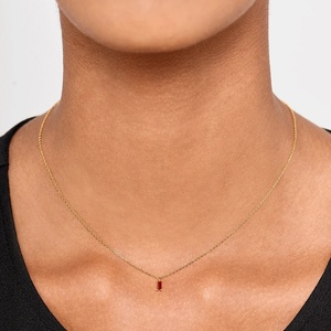 Gioielli Boho 925 argento <span class=keywords><strong>semplice</strong></span> Solitarie Baguette Cubic Zirconia collana Pedant - Product Image 6