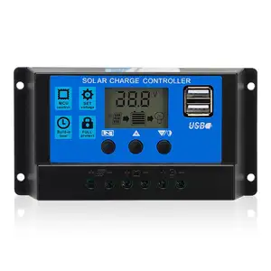 10amp pengontrol pengisi daya surya dengan LCD DisplayDual USB Port Timer pengaturan Parameter otomatis