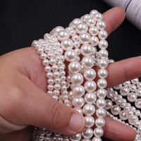 Perles de verre blanches avec des perles de verre rose clair, perles rondes teintées, perles imitation perle, perles de verre pour la fabrication de bijoux