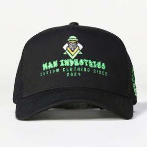 Casquette de camionneur unisexe en coton à 5 panneaux, personnalisable, de haute qualité, avec logo brodé, en maille, à fermeture snapback, style sport et mode, vente en gros - Product Image 2