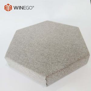 WINEGO Звукоизоляционная тканевая акустическая стеновая панель шестиугольной формы экологически чистая Стекловолоконная акустическая шерстяная стеновая панель - Product Image 6