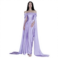 Robe de soirée ultra-élégante longue jusqu'au sol, en satin violet haut de gamme, ornée de diamants, robe de mariée pour femmes