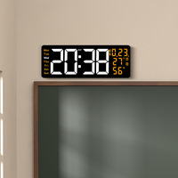 Grande horloge murale numérique électrique en ABS, design abstrait moderne à face unique, affichage LED LUMINOVA multifonctionnel avec semaine et heure d'été