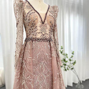 Jancember SCZ200 elegante de manga larga con cuello en V vestidos de fiesta de noche para mujer - Product Image 5