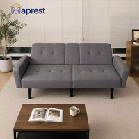 Sofá Cama Convertible Moderno con Consola Plegable, Puerto de Carga USB, Portavasos Dobles y Bolsillo Lateral para Dormitorio o Sala de Estar