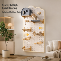 Structure d'escalade pour chat moderne DIY de grande taille - Mur d'escalade perforé mural avec lit intégré pour chat, 4 niveaux, montage facile, bois, plastique, carton