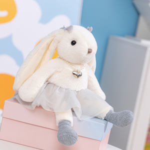 وصل حديثًا أرنب قطيفة للسيدات مع فستان دانتيل محشو ديكور منزلي هدية حفلات للفتيات آذان طويلة ناعمة دمية أرنب للسيدات - Product Image 4