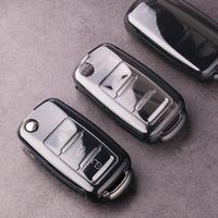 Étui de protection de clé de voiture en TPU de luxe à 3 boutons pour Volkswagen Tiguan, accessoires de porte-clés