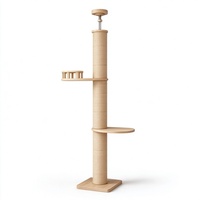 Arbre à chat écologique en sisal, griffoir réglable du sol au plafond, durable, en carton et bois