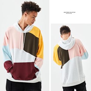 Sudadera con Capucha FOXA Color Block para Hombre, Sudadera de Punto con Parches y Bolsillo, Estilo Hip Hop, Unisex para Adultos - Product Image 2